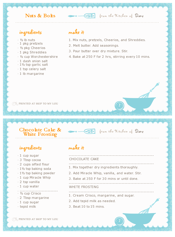 Printable Recipe Cards